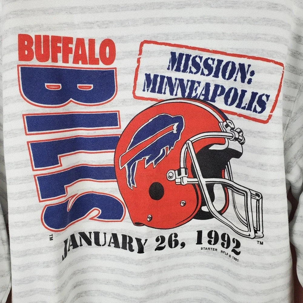 Vintage 90s Buffalo Bills Crewneck Sweatshirt Size Medium 1992 Mission Minnesota